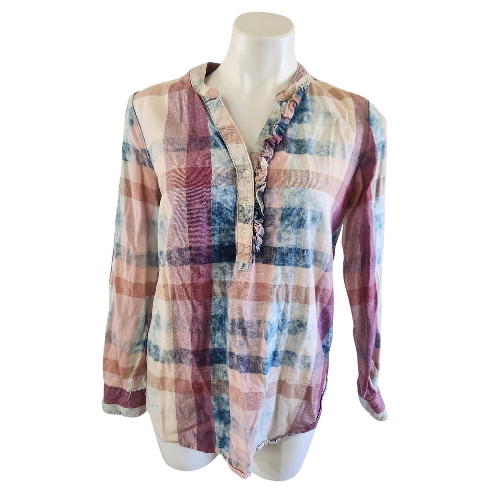 Isabella Sinclair Anthrolpologie flannel w/ruffle neckline small 100% Cotton
